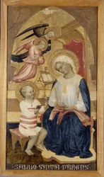 イエスと二人の天使とマリア、c.1425（木のテンペラ）